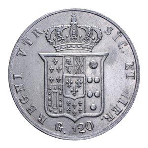 reverse: REGNO DELLE DUE SICILIE FERDINANDO II (1830-1859) PIASTRA 120 GRANA 1857 AG. 27,43 GR. BB-SPL