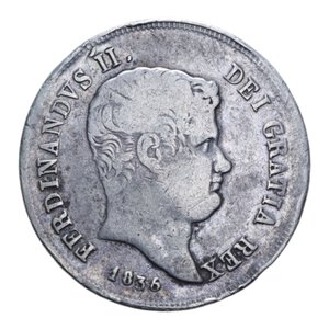 obverse: REGNO DELLE DUE SICILIE FERDINANDO II (1830-1859) 1/2 PIASTRA 60 GRANA 1836 AG. 13,44 GR. qBB/BB