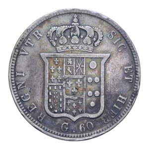 reverse: REGNO DELLE DUE SICILIE FERDINANDO II (1830-1859) 1/2 PIASTRA 60 GRANA 1838 AG. 13,54 GR. qBB/BB