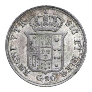 reverse: REGNO DELLE DUE SICILIE FERDINANDO II (1830-1859) TARI  20 GRANA 1836 R AG. 4,59 GR. SPL-FDC (MANCANZA SUL TONDELLO)