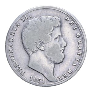 obverse: REGNO DELLE DUE SICILIE FERDINANDO II (1830-1859) TARI  20 GRANA 1851 R AG. 4,53 GR. qBB/BB