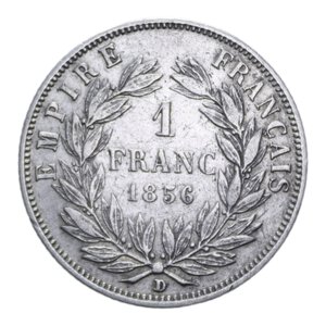 reverse: FRANCIA NAPOLEONE III 1 FRANC 1856 D (LIONE) AG. 4,94 GR. BB/BB+