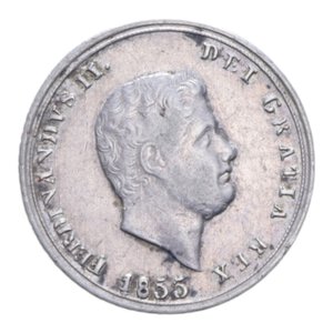 obverse: REGNO DELLE DUE SICILIE FERDINANDO II (1830-1859) CARLINO 10 GRANA 1855 AG. 2,36 GR. qBB/BB