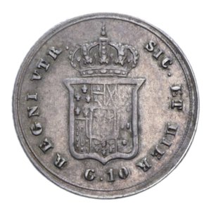 reverse: REGNO DELLE DUE SICILIE FERDINANDO II (1830-1859) CARLINO 10 GRANA 1855 AG. 2,36 GR. qBB/BB
