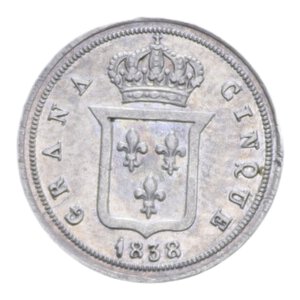 reverse: REGNO DELLE DUE SICILIE FERDINANDO II (1830-1859) 1/2 CARLINO 5 GRANA 1838 AG. 1,15 GR. BB-SPL