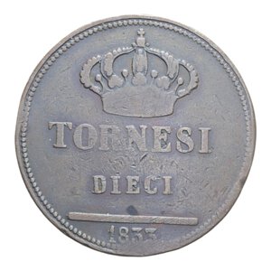reverse: REGNO DELLE DUE SICILIE FERDINANDO II (1830-1859) 10 TORNESI 1833 R CU. 28,24 GR. MB