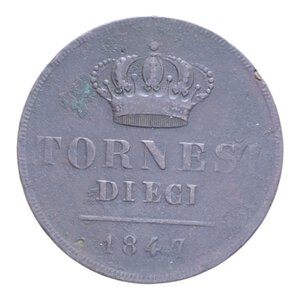 reverse: REGNO DELLE DUE SICILIE FERDINANDO II (1830-1859) 10 TORNESI 1847 R CU. 30,29 GR. MB+