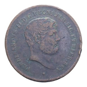 obverse: REGNO DELLE DUE SICILIE FERDINANDO II (1830-1859) 10 TORNESI 1854 RR CU. 29,90 GR. MB-BB