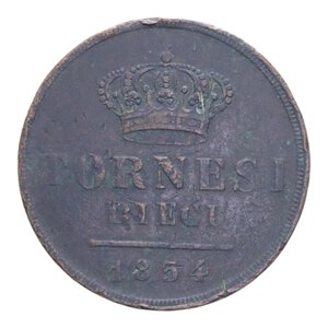 reverse: REGNO DELLE DUE SICILIE FERDINANDO II (1830-1859) 10 TORNESI 1854 RR CU. 29,90 GR. MB-BB