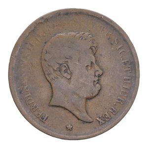 obverse: REGNO DELLE DUE SICILIE FERDINANDO II (1830-1859) 5 TORNESI 1858 R CU. 15,55 GR. MB+