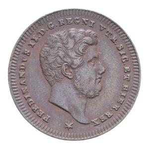 obverse: REGNO DELLE DUE SICILIE FERDINANDO II (1830-1859) 2 TORNESI 1843 CU. 6,50 GR. qSPL/SPL