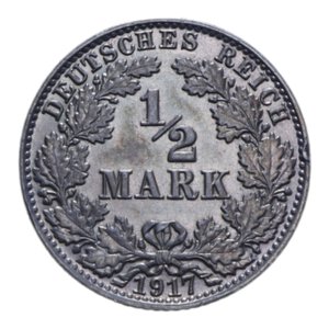 reverse: GERMANIA 1/2 MARK 1917 A AG. 2,78 GR. qSPL (PATINATA)