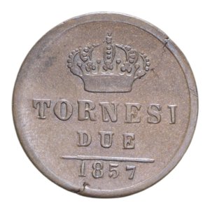 reverse: REGNO DELLE DUE SICILIE FERDINANDO II (1830-1859) 2 TORNESI 1857 CU. 6,20 GR. qBB