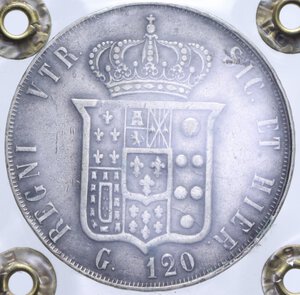 reverse: REGNO DELLE DUE SICILIE FRANCESCO II (1859-1860) PIASTRA 120 GRANA 1859 AQUILE CAPOVOLTE R AG. 27,53 GR. BB+ (SIGILLATA ROLLERO)