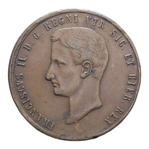 obverse: REGNO DELLE DUE SICILIE FRANCESCO II (1859-1860) 10 TORNESI 1859 NAPOLI CU. 31,73 GR. BB+