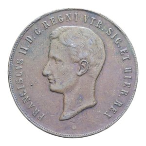 obverse: REGNO DELLE DUE SICILIE FRANCESCO II (1859-1860) 10 TORNESI 1859 NAPOLI CU. 29,64 GR. BB+