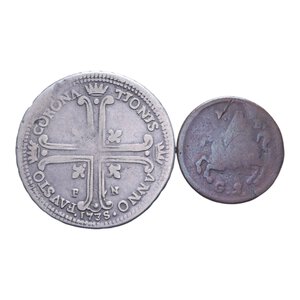 reverse: REGNO DI SICILIA CARLO DI BORBONE (1734-1759) 6 TARI  1735 AG. 13,04 GR. MB-BB (INSIEME A 2 GRANI 1815 FERD. III)