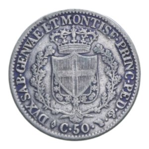 reverse: CARLO FELICE (1821-1831) 50 CENT. 1828 TORINO AG. 2,38 GR. qBB