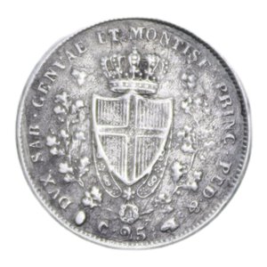 reverse: CARLO FELICE (1821-1831) 25 CENT. 1830 TORINO RR AG. 1,22 GR. qBB