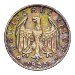 obverse: GERMANIA WEIMAR REPUBLIC 1 REICHSMARK 1925 F AG. 5,02 GR. BB-SPL (PATINATA)