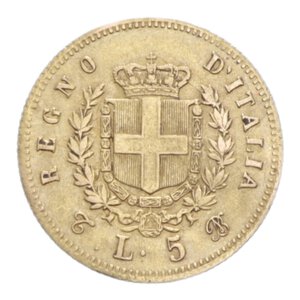 reverse: VITT. EMANUELE II (1861-1878) 5 LIRE 1865 TORINO RR AU. 1,59 GR. BB-SPL/BB+
