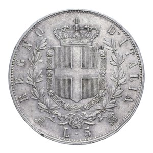 reverse: VITT. EMANUELE II (1861-1878) 5 LIRE 1873 MILANO AG. 25,37 GR. BB-SPL