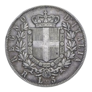 reverse: VITT. EMANUELE II (1861-1878) 5 LIRE 1875 ROMA NC 24,93 GR. BB+