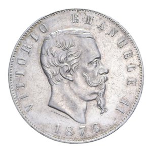 obverse: VITT. EMANUELE II (1861-1878) 5 LIRE 1876 ROMA 25 GR. BB-SPL