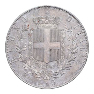 reverse: VITT. EMANUELE II (1861-1878) 5 LIRE 1876 ROMA 25 GR. BB-SPL