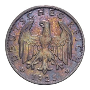 obverse: GERMANIA WEIMAR REPUBLIC 1 REICHSMARK 1925 G AG. 4,94 GR. BB-SPL (PATINATA)