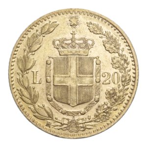 reverse: UMBERTO I (1878-1900) 20 LIRE 1880 ROMA AU. 6,45 GR. SPL (SEGNETTI)