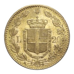 reverse: UMBERTO I (1878-1900) 20 LIRE 1888 ROMA AU. 6,45 GR. SPL/SPL+ (SEGNETTI)