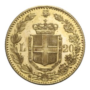 reverse: UMBERTO I (1878-1900) 20 LIRE 1891 ROMA AU. 6,45 GR. FDC