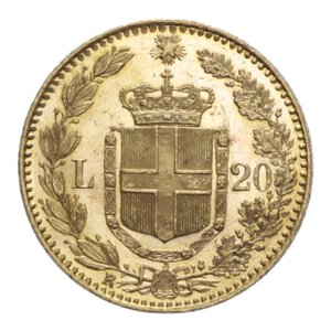 reverse: UMBERTO I (1878-1900) 20 LIRE 1893 ROMA AU. 6,45 GR. FDC (SEGNETTI)
