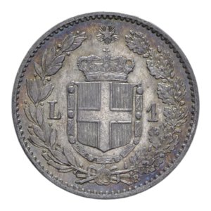 reverse: UMBERTO I (1878-1900) 1 LIRA 1900 ROMA AG. 5 GR. SPL 