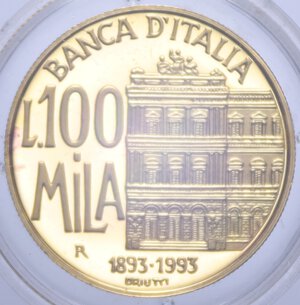 reverse: 100000 LIRE 1993 BANCA D ITALIA AU 15 GR. IN COFANETTO PROOF
