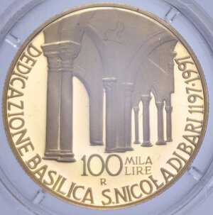 reverse: 100000 LIRE 1997 BASILICA S. NICOLA DI BARI AU 15 GR. IN COFANETTO PROOF