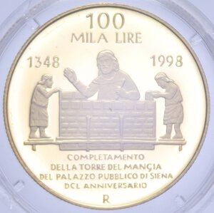 reverse: 100000 LIRE 1998 TORRE DEL MANGIA IN SIENA AU 15 GR. IN COFANETTO PROOF