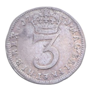 reverse: GRAN BRETAGNA GIORGIO II 3 PENCE 1731 AG. 1,34 GR. qBB