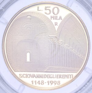 reverse: 50000 LIRE 1998 CHIESA SAN GIOVANNI DEGLI EREMITI IN PALERMO FITTICO AU 7,5 GR. IN COFANETTO PROOF