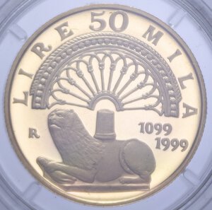 reverse: 50000 LIRE 1999 DUOMO DI MODENA AU 7,5 GR. IN COFANETTO PROOF