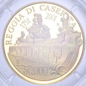 reverse: 50000 LIRE 2001 REGGIA DI CASERTA AU 7,5 GR. IN COFANETTO PROOF