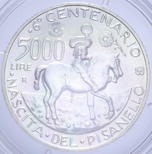 reverse: 5000 LIRE 1995 PISANELLO AG. 18 GR. IN COFANETTO FDC