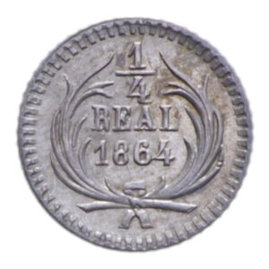 reverse: GUATEMALA 1/4 REAL 1864 AG. 0,76 GR. qFDC