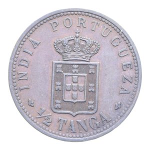 reverse: INDIA PORTOGHESE CARLOS I 1/2 TANGA 1901 CU. 12,35 GR. BB-SPL/qSPL