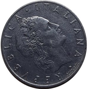 obverse: 50 lire 1959 asse spostato 305 gradi