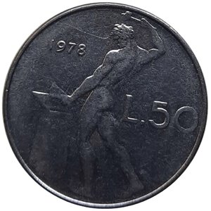 reverse: 50 lire 1978 asse spostato 180 gradi