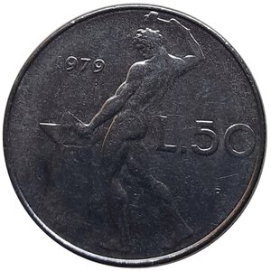 reverse: 50 lire 1979 asse spostato 50 gradi