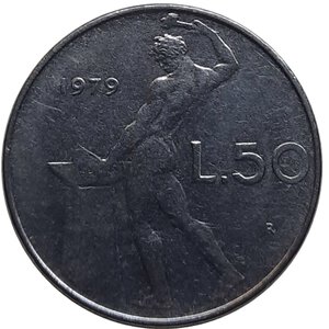 reverse: 50 lire 1979 asse spostato 255 gradi