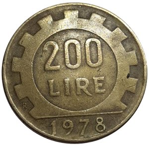 reverse: 200 lire 1978 collo a punta